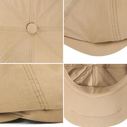 Toddler 8 Panel Cotton Newsboy Cap - color: Khaki, size: 12-24 Months