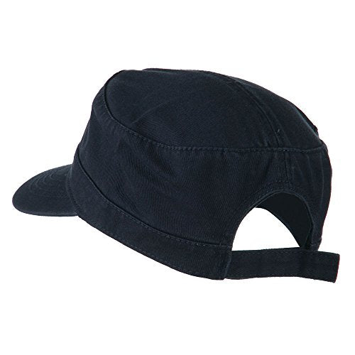 Garment Washed Adjustable Army Cap - color: Navy