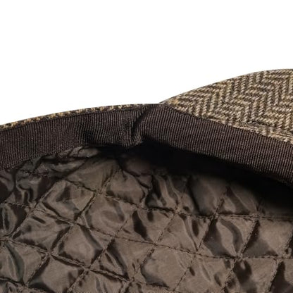 Men Wool Blend 8 Panel Newsboy Cap - color: Herringbone Khaki, size: 7 7/8