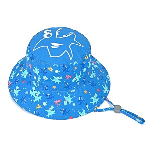 Kids Toddler Baby Boy Sun Hat Summer Bucket Hats with UPF 50+ UV Sun Protective - color: 24-shark, size: 0-6 Months