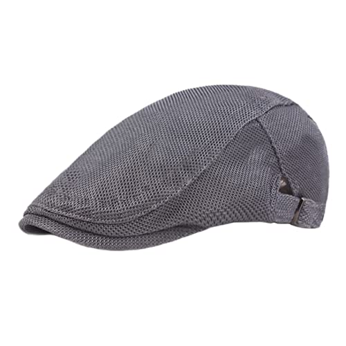 Lifup Unisex Mesh Newsboy Hat Breathable Summer Flat Cap - color: Dark Grey 2