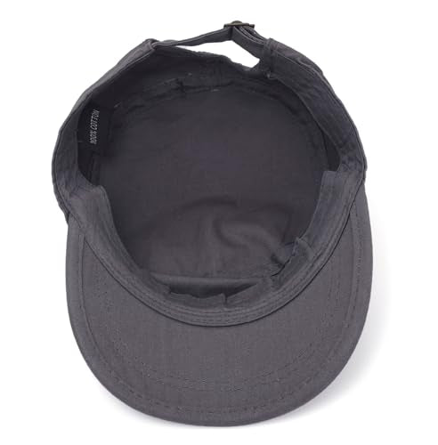 Unisex Flat Top Military Cadet Cap Outdoor Sun Hat - color: Grey