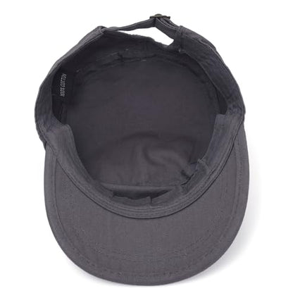 Unisex Flat Top Military Cadet Cap Outdoor Sun Hat - color: Grey