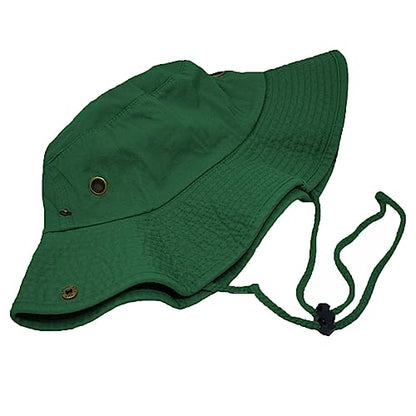 Glory Max Washed Cotton Bucket Hat with Chin Strap Fishing Sun Safari Boonie Cap - color: Hunter Green, size: Small-Medium