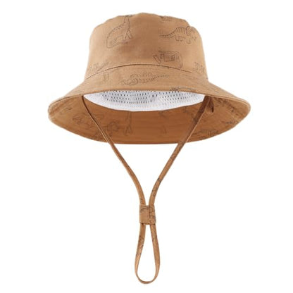JANGANNSA Dinosaur Baby Boys Sun Hat Cotton Toddler Girls Bucket Hats Summer Sun Protect Cap for Kids - color: Caramel Dinosaur, size: 0-3 Months