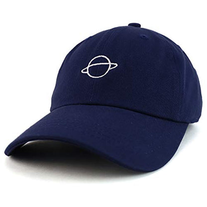 Trendy Apparel Shop Planet Embroidered Low Profile Soft Cotton Dad Hat Cap - color: Navy