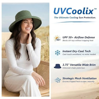 TOP-EX UVCoolix Women's UPF 50+ Wide Brim Cooling Sun Hat - color: Grey, size: X-Large