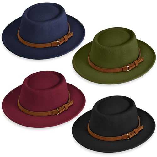 Hercicy Wool Fedora Hat for Women - color: Black, Wine, Dark Blue, Dark Green
