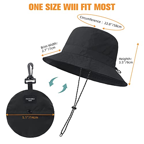 Waterproof Bucket Hat for Women Men Rain Hat Wide Brim Packable Sun Hat UV Protection Summer Beach Fishing Hiking Safari Hat - color: Army Green