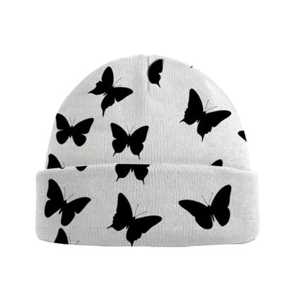 Beanie Knit Hat Winter Unisex Cuffed Beanies Skull Cap Warm Double Layer Thick Acrylic Cute for Girls Women Men - color: Butterfly
