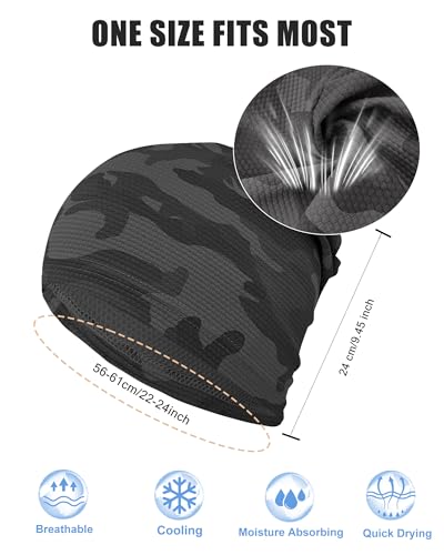 3-Pack Cooling Camo Skull Caps Summer Beanies for Men Women - color: Camo-black+dark Grey+bule