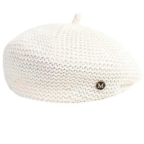 CLeemuzinN Women Summer Beret Hat Slouchy Crochet French Artist Caps Travel Beach Painters Hats Ladies Spring Fall - color: Ivory, size: Medium-Large