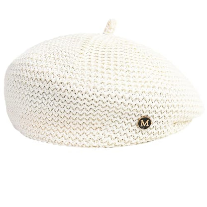 CLeemuzinN Women Summer Beret Hat Slouchy Crochet French Artist Caps Travel Beach Painters Hats Ladies Spring Fall - color: Ivory, size: Medium-Large