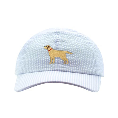 Wee Ones Boys' and Girls' Baseball Caps, Spring and Summer Ready, Stylish and Breathable Kids Hat - color: Blue Seersucker Dog, style: Toddlers