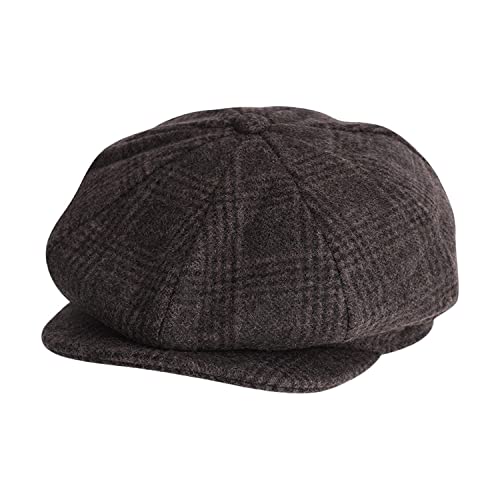 PURFUN Men's Classic 8 Panel Leisure Ivy Caps Vintage Thermal Baker Newsboy Flat Caps Golf Driving Cabbie Driver Peaked Hats - color: Coffee