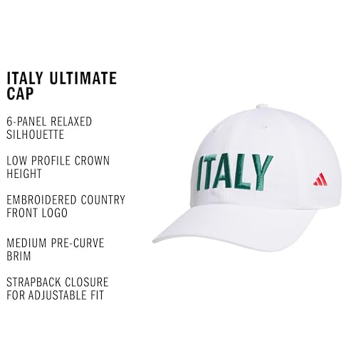 adidas Men's Ultimate Hat Baseball Cap - color: White/Bold Green/Pure Ruby Red/Italy