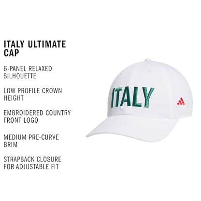 adidas Men's Ultimate Hat Baseball Cap - color: White/Bold Green/Pure Ruby Red/Italy