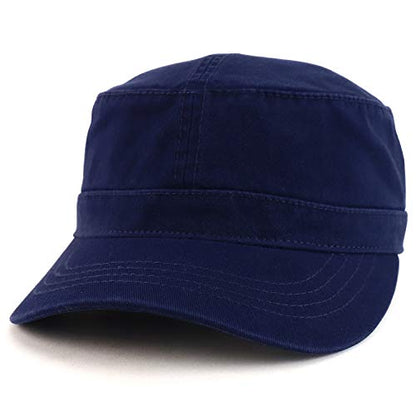 Trendy Apparel Shop Cotton Army Cap Military Flat Top Adjustable Baseball Cap - color: Navy