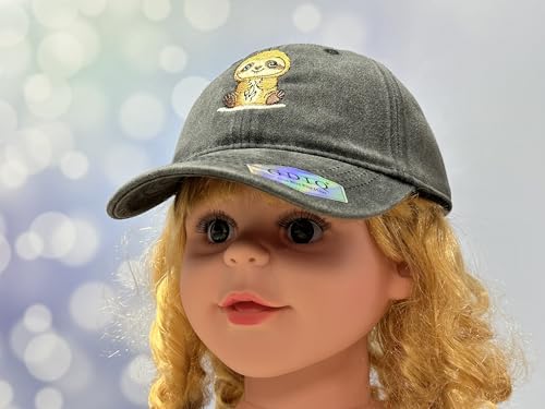 Adjustable Embroidery Animal Baseball Hat for Kid Toddler Child - color: Sloth (Washed Black)