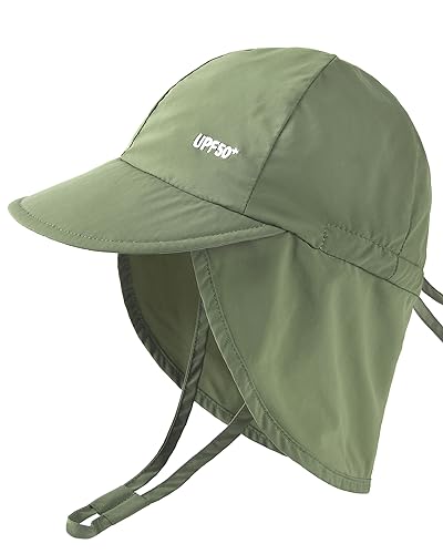 FURTALK Baby Sun Hat with Neck Flap UPF 50+ Toddler Quick Dry Swim Hat - color: Green, size: 0-6 Months
