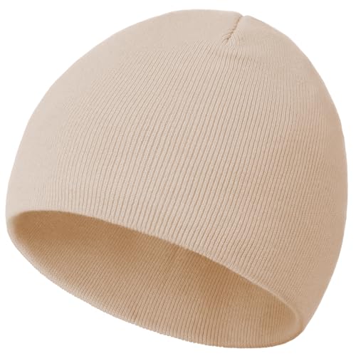 100% Cotton Beanie Hat Cuffless Beanies Warm Knit Winter Skull Cap - color: 1pcs-pink