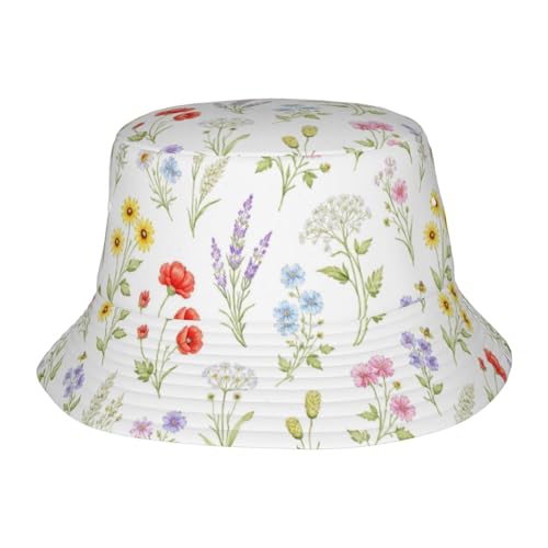 Bucket Hat Unisex for Men Women Cute Funny Fashion Fishing Hat Trippy Art Casual Fisherman Cap - color: Flower1