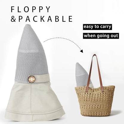 Women's-Mesh-Sun-Hats Beach Bucket Caps Outdoor-UV-Protection Foldable-Hat - color: Gray