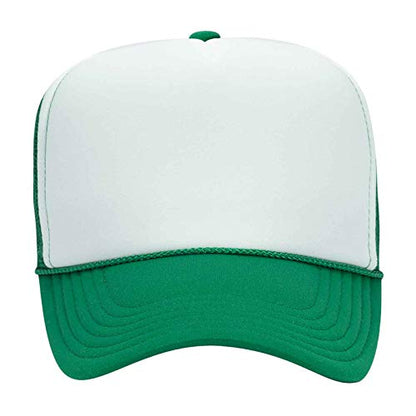 OTTO Wholesale 12 x Polyester Foam Front 5 Panel High Crown Mesh Back Trucker Hat - (12 Pcs) - color: Kly/Wht/Kly