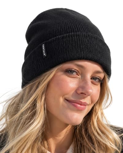 FURTALK Beanie Hat for Men Women Winter Hats for Women Men Soft Warm Unisex Cuffed Beanie Knitted Skull Cap - color: Aa-black