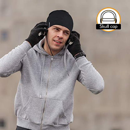 EMPIRELION Mens Running Beanie Hat, 9" Lightweight Helmet Liner Skull Cap - color: Black