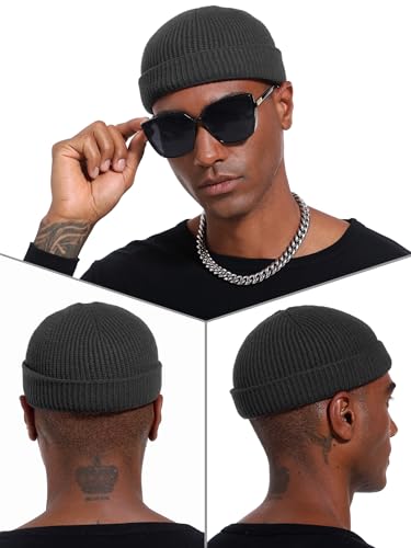 vidsel Thin Wool Fisherman Beanie Hat for Men Women Fall Winter Fashion Cap - color: 1-deep Gray