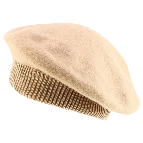 Trendy Apparel Shop Plain Solid French Wool Beret Hat - color: Camel