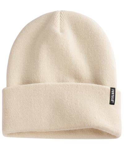 FURTALK Beanie Hat for Men Women Winter Hats for Women Men Soft Warm Unisex Cuffed Beanie Knitted Skull Cap - color: Beige