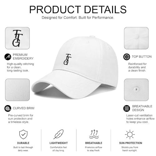 Kids Washed Cotton Baseball Cap, Unstructured Adjustable Toddler Hat for Boys & Girls - color: White