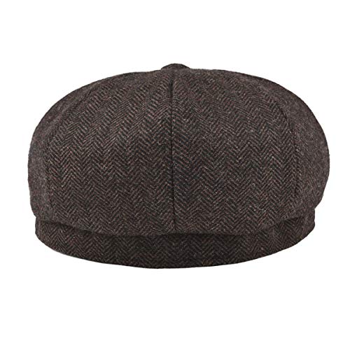 BOTVELA Men's 8 Panel Wool Blend Newsboy Flat Cap - color: Coffee, size: 7 1/8