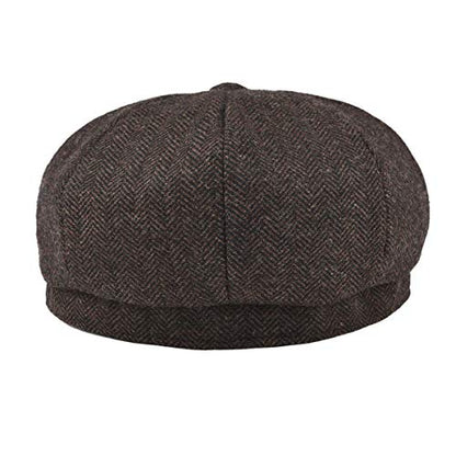 BOTVELA Men's 8 Panel Wool Blend Newsboy Flat Cap - color: Coffee, size: 7 1/8