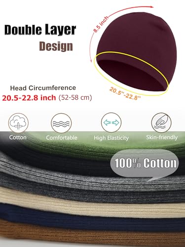 100% Cotton Beanie Hat for Men Women Cuffless Warm Winter Hats - color: 1pcs-wine Red