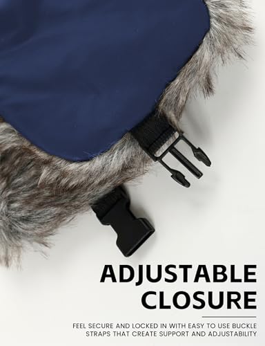Buauty Fur Trapper Hat for Men Women Winter Windproof Soft Russian Ushanka Hats with Warm Ear Flaps & Removable Mask - color: Blue