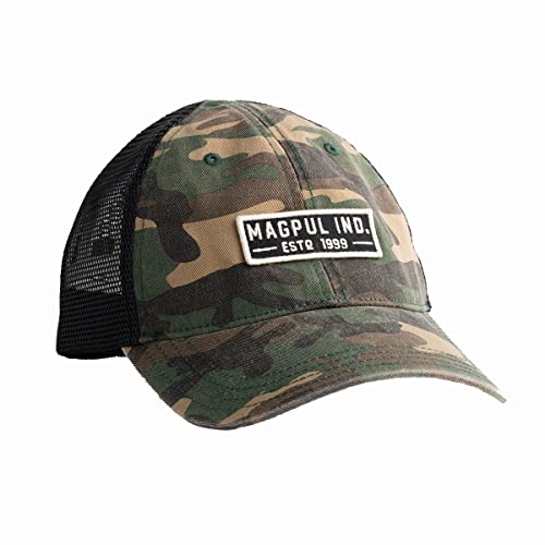 Magpul Trucker Hat Snap Back Baseball Cap, One Size Fits Most - color: Established Garment Washed Woodland Camo