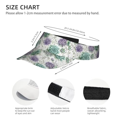 Unisex Adjustable Sports Sun Visor - color: Pastel Green and Succlent