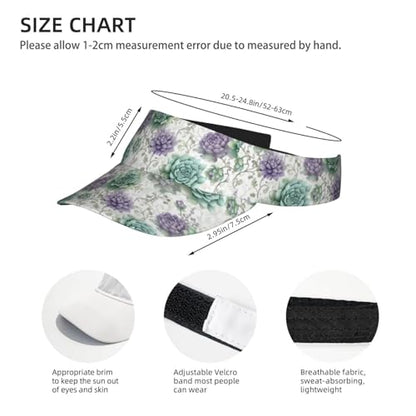 Unisex Adjustable Sports Sun Visor - color: Pastel Green and Succlent