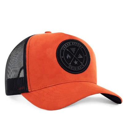 Urban Effort Trucker Hat for Men & Women, Mesh Back Baseball Cap, 5 Panel - color: Orange, style: Mesh Back