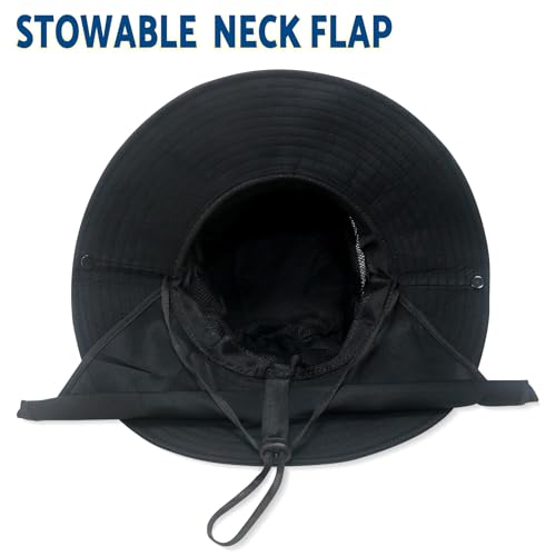NPJY Sun Fishing Hats with Neck Flap for Men Women UV Sun Protection - color: Pure Blue(with Neck Flap)