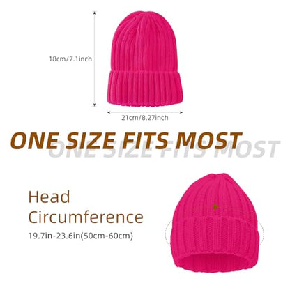 ZOORON 1&2 Winter Beanie for Women Soft Warm Slouchy Knit Hat Ski Stocking Cuffed Cap - color: Rose Red