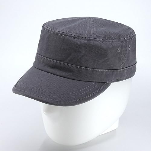 The Vintage Year Heavy Stitch Washed Cotton Cadet Hat Military Army Cap - color: Army Charcoal Gray, size: One Size