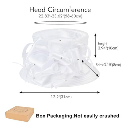 2026 Bucket Hats for Women Ladies Girls, Autumn Winter Fascinator Hat for Derby Kentucky Church Bridal UV Protection - color: A-4585white