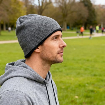 ZOORON Reversible Skull Caps for Men Women Reversible Beanie with -Double Side Warm Winter Fisherman Beanie - color: A-2pack-grey/Beige+lightgrey/Navy