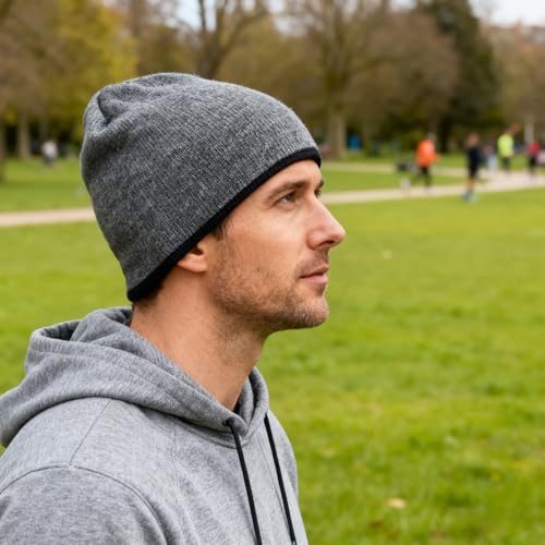 ZOORON Reversible Skull Caps for Men Women Reversible Beanie with -Double Side Warm Winter Fisherman Beanie - color: A-2pack-black/Seablue+grey/Royalblue