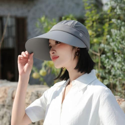 Women Sun Hats Detachable Wide Brim Sun Protection UPF 50+ Packable 2 in 1 Summer Beach Visor Cap - color: Grey