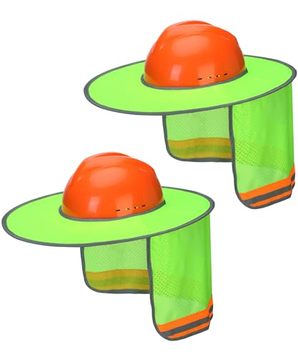 UNCO- Hard Hat Sun Shield, 2 Pack, Green, Full & Standard Brim Mesh Sunshade High Visibility Reflective, Hard Hat Accessories - color: Green, size: 2 Pack